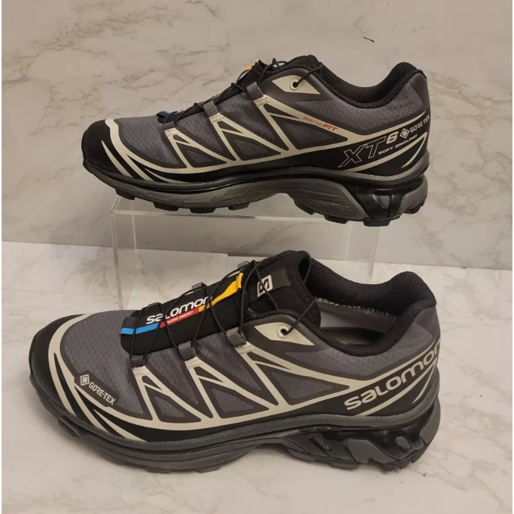 Salomon XT-6 Gore-Tex "Black/Ebony/Lunar Rock" Gray Men's Us Size 8 Nwob
